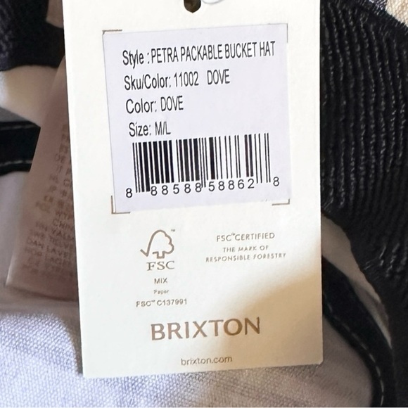 Brixton Bucket Hat Size M/L NWT Ivory Dove Plaid Petra Packable 100% Cotton - Picture 5 of 7